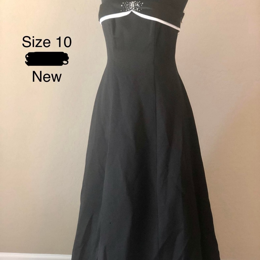 Avalon Black Strapless Dress with White Accents